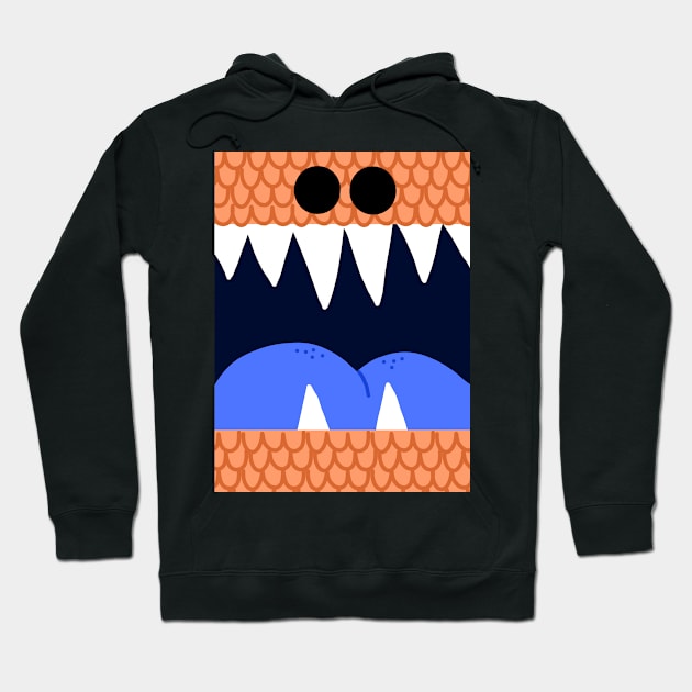 Orange Scales Monster Mouth Hoodie by Whoopsidoodle